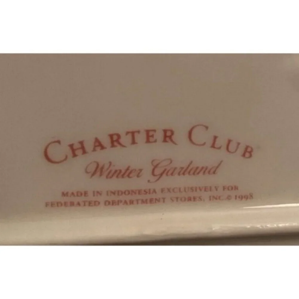 Charter‎ Club Winter Garland Divided Vegetable Serving Bowl Christmas Macy's